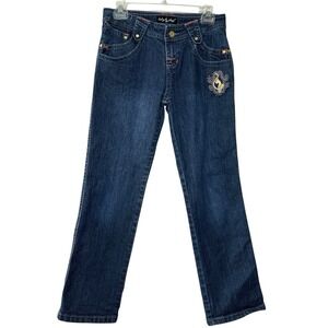 VTG Y2K Baby Phat Women's Jeans Sz 14 Bling Logo Embroidery Cropped Low Rise